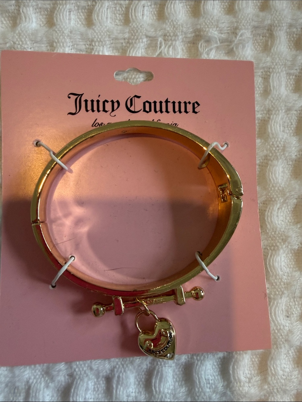 Juicy Couture Gold Heart Charm Hinged Bangle NWT